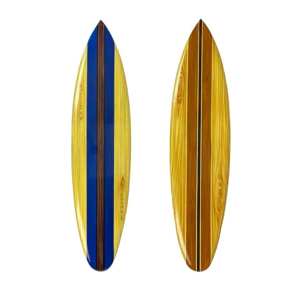 Set of 2 Wooden Striped Surfboard Wall Hangings 39 Inches Long